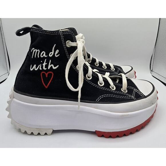 Converse Run Star Hike Platform Sneakers Made With Love Black Womens 7.5 Mens 6 - Picture 1 of 8